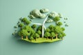 Renewable Energy. Green Energy Wind Turbines and Paper Art for Carbon Neutral Future