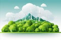 Renewable Energy. Green Wind Turbines for Carbon-Neutral Energy by 2050 Royalty Free Stock Photo