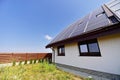 Renewable energy house with photovoltaic roof Royalty Free Stock Photo
