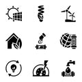 Renewable energy icon set, simple style