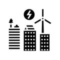 renewable energy integration green building glyph icon vector illustration Royalty Free Stock Photo