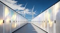Renewable energy integration: wind turbines and clean data centers under blue sky Royalty Free Stock Photo