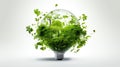 Renewable energy light bulb with green energy. Green energy concept illustrating renewable and sustainable energy