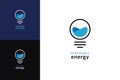 Renewable energy. Line pictogram for alternative power source logo, sustainable energy concept. Vector lightbulb with waterdrop