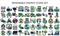 Renewable energy lineal multi color icons pack Royalty Free Stock Photo