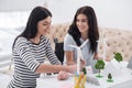 Joyful female engineers helping natur