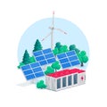 Renewable Energy Power Station with Solar Wind and Battery Storage in Smart Grid Royalty Free Stock Photo