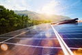 Renewable energy system with solar panel on the roof Royalty Free Stock Photo