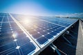 Renewable energy system with a group of solar panels. Generative AI Royalty Free Stock Photo