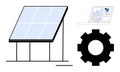 Renewable Energy System with Solar Panel, Data Analytics, and Gear for Sustainable Development Royalty Free Stock Photo