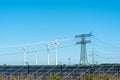Renewable energy and transmission lines Royalty Free Stock Photo