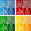 Renewable energy vector sign logo set Royalty Free Stock Photo