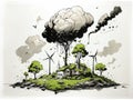 Renewable Energy Versus Pollution: Conceptual Artwork of Environmental Contrast