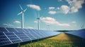 Renewable Energy: Wind Turbines and Solar Panels Royalty Free Stock Photo