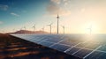 Renewable Energy: Wind Turbines and Solar Panels Royalty Free Stock Photo