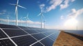 Renewable Energy: Wind Turbines and Solar Panels Royalty Free Stock Photo