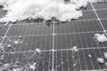 renewable energy in winter time. Solar energy panel in winter time. Getting electricity with solar panels in winter Royalty Free Stock Photo