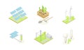 Renewable green energy sources set. Eco friendly, ecology, green technologies vector illustration