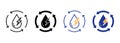 Renewable Hydropower, Waterdrop with Lightning and Arrows Line and Silhouette Icon Set. Hydroelectric Eco Green Energy