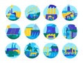 Renewable and nonrenewable energy types. Vector icons collection Royalty Free Stock Photo