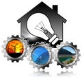 Renewable Resources - House with Light bulb Royalty Free Stock Photo