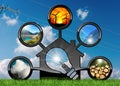 Renewable Resources and House with Light Bulb Royalty Free Stock Photo