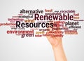 Renewable Resources word cloud and hand with marker concept Royalty Free Stock Photo
