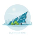 Renewable solar photovoltaic power station plant Royalty Free Stock Photo