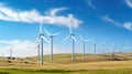 renewable wind farm power lines Royalty Free Stock Photo