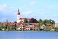 Renewed church by pond