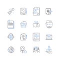 Renewed education line icons collection. Upgraded, Modernized, Evolved, Improved, Reformed, Updated, Revamped vector and Royalty Free Stock Photo
