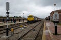 Renfe Series 333 train at the Palazuelo Empalme Monfrague train station.