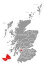 Renfrewshire red highlighted in map of Scotland UK