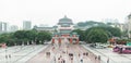 RenMin Dalitang in people`s square Chongqing panorama on a foggy day