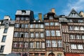 Half-timbered houses on the Place des Lices Square in the historic old town of Rennes in Brittany