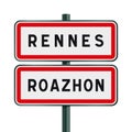 Rennes road signs entrance
