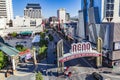 The Reno Arch in Reno, Nevada. The original arch was built in 1926 to commemorate the completion of the Lincoln and Victory