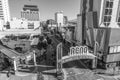 The Reno Arch in Reno, Nevada. The original arch was built in 1926 to commemorate the completion of the Lincoln and Victory