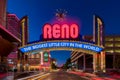 Reno Arch Welcome Sign in Reno Nevada at Dusk