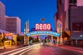 Reno Arch Welcome Sign in Reno Nevada at Dusk