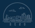 Reno - Cityscape with white abstract line corner curve modern style on dark blue background, building skyline city vector