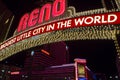 Reno made of night light neons letters at night