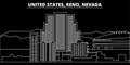 Reno, Nevada silhouette skyline. Usa - Reno, Nevada vector city, american linear architecture, buildings. Reno, Nevada