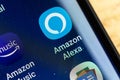 RENO, NV - January 16, 2019: Amazon Alexa Android App on Galaxy Screen. Amazon Alexa is a Virtual Assistant AI