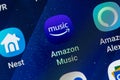 RENO, NV - January 16, 2019: Amazon Music Android App on Galaxy Screen. Music Streaming service
