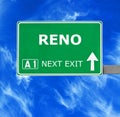 RENO road sign against clear blue sky Royalty Free Stock Photo