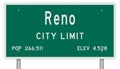 Reno road sign showing population and elevation
