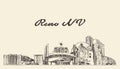 Reno skyline Nevada United States USA draw vector