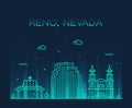 Reno skyline Nevada USA vector city linear style