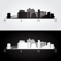 Reno USA skyline and landmarks silhouette